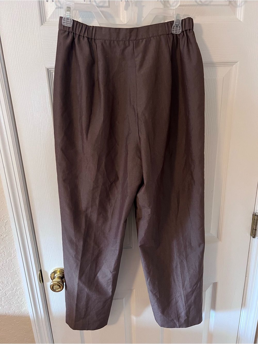 Vintage Norton McNaughton Petites Brown Dress Pants Size 12P Poly Rayon Trousers - Picture 4 of 6